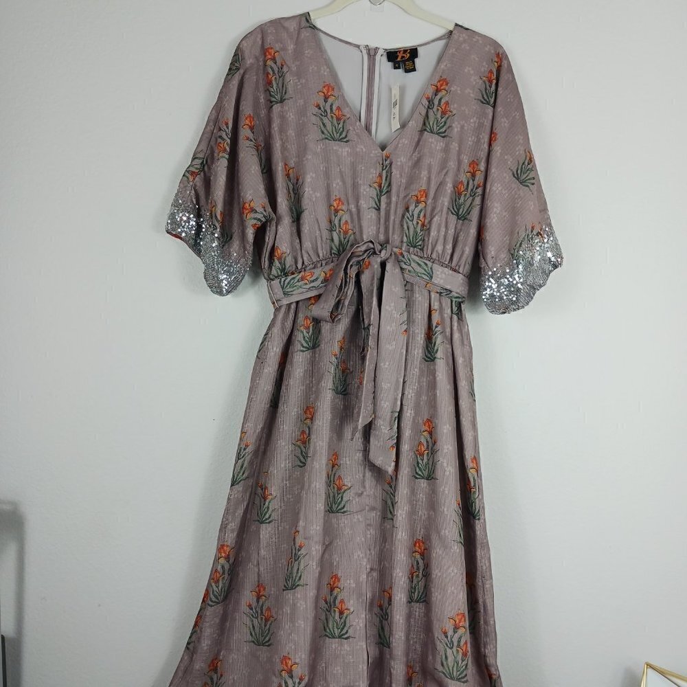 Anthropologie Sachin & Babi Isolde Sequined Maxi Dress Floral size 4 NEW - Picture 4 of 13